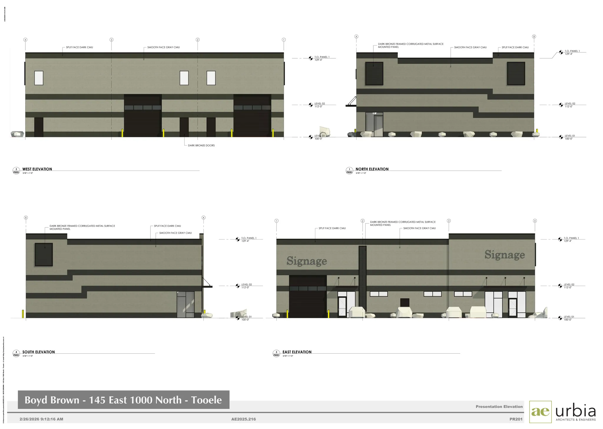 Presentation Elevation. Displaying architectural plans for the property