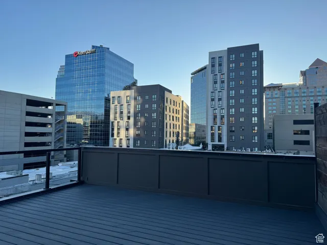 Deck featuring a view of city