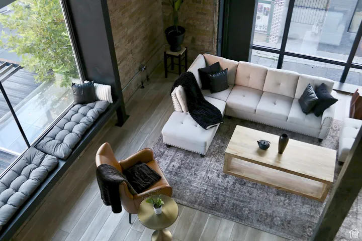 Living room with wood finished floors