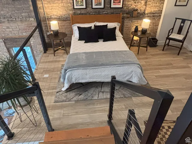 Bedroom with open concept feel.