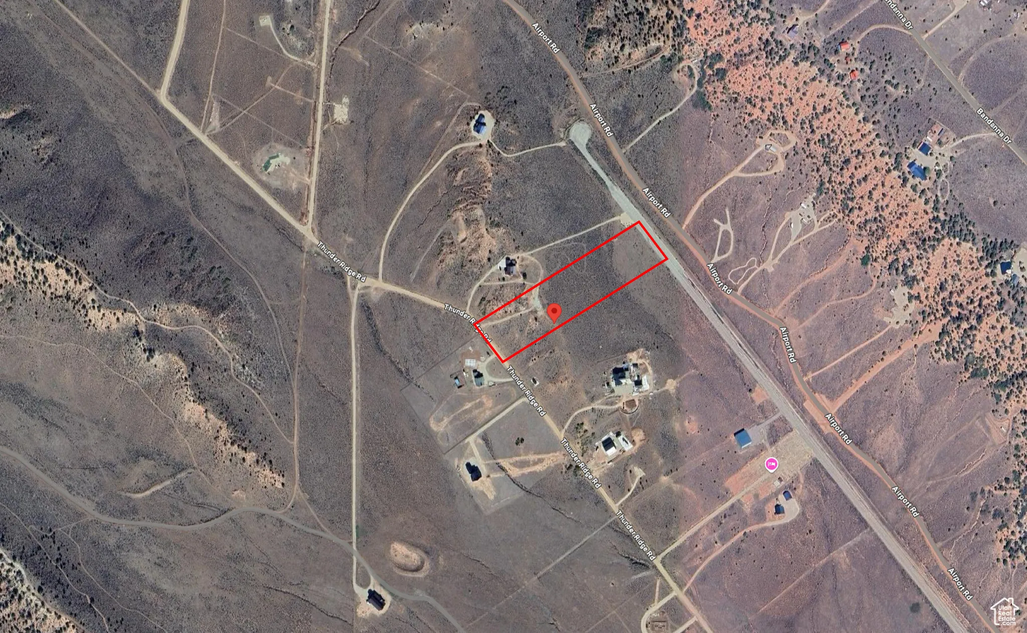 Aerial view of property's location featuring property boundaries highlighted