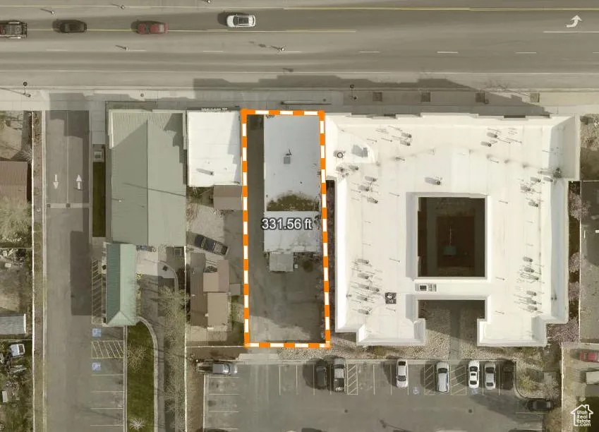 Aerial overview of property's location with approximate property boundaries highlighted