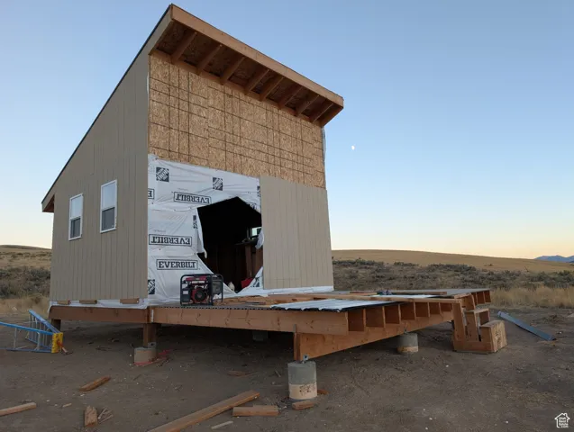 View of outdoor structure at dusk