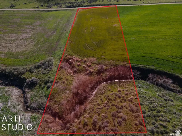Overview of rural landscape with property parcel outlined
