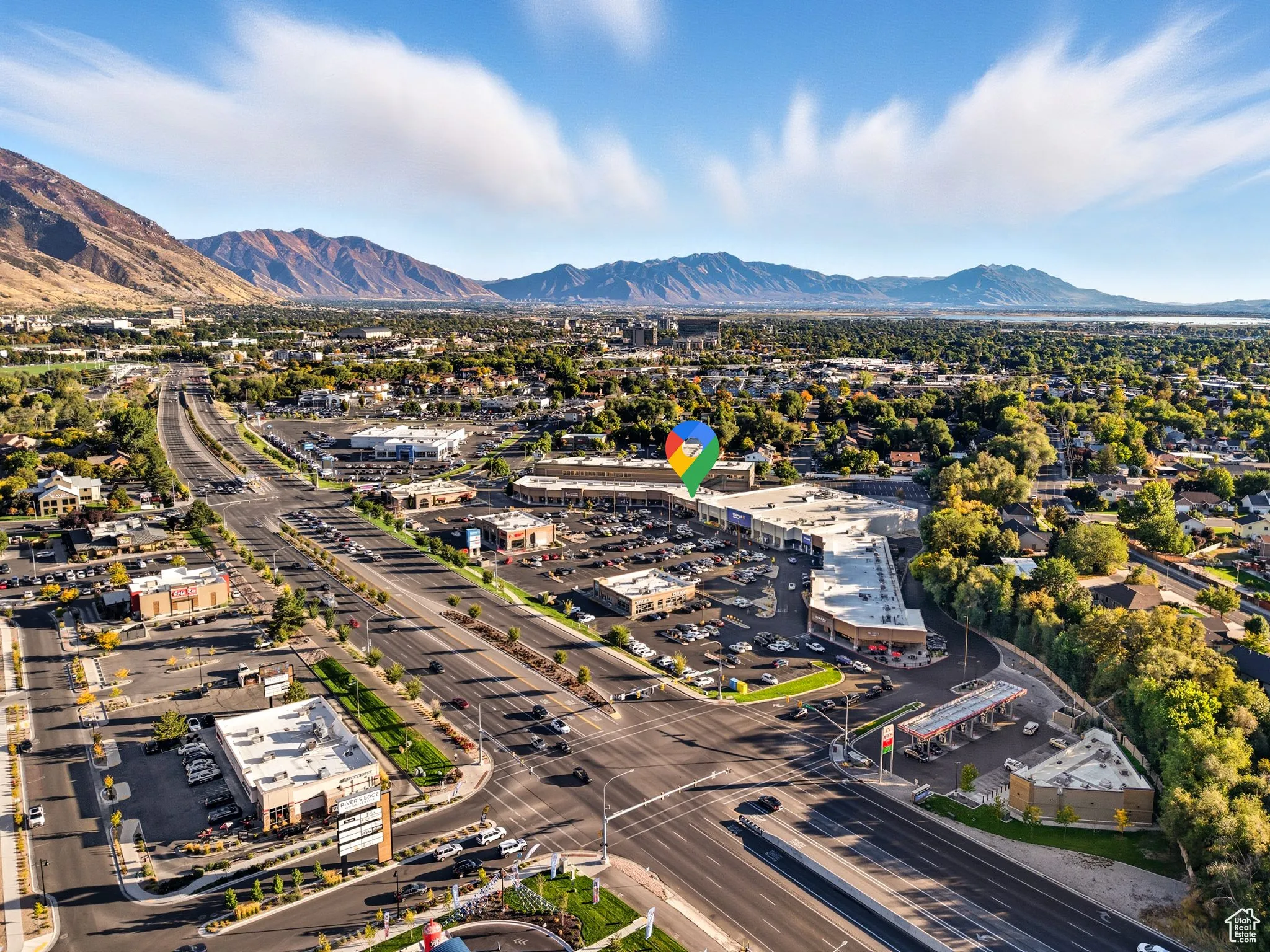 Drone / aerial view of a mountainous background