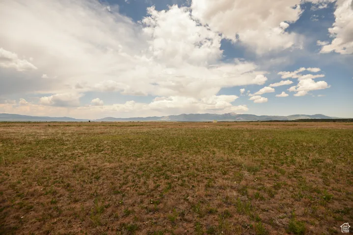View of green lawn with a view of rural / pastoral area and a mountain view