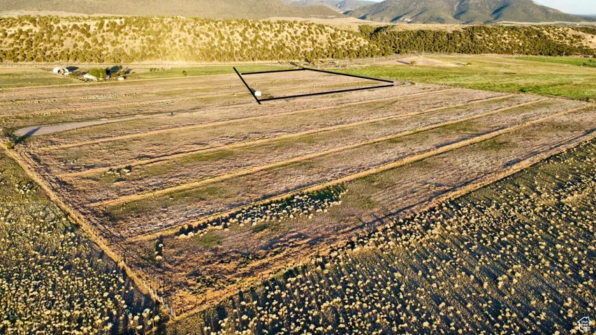 View of rural area with large plots for crops
