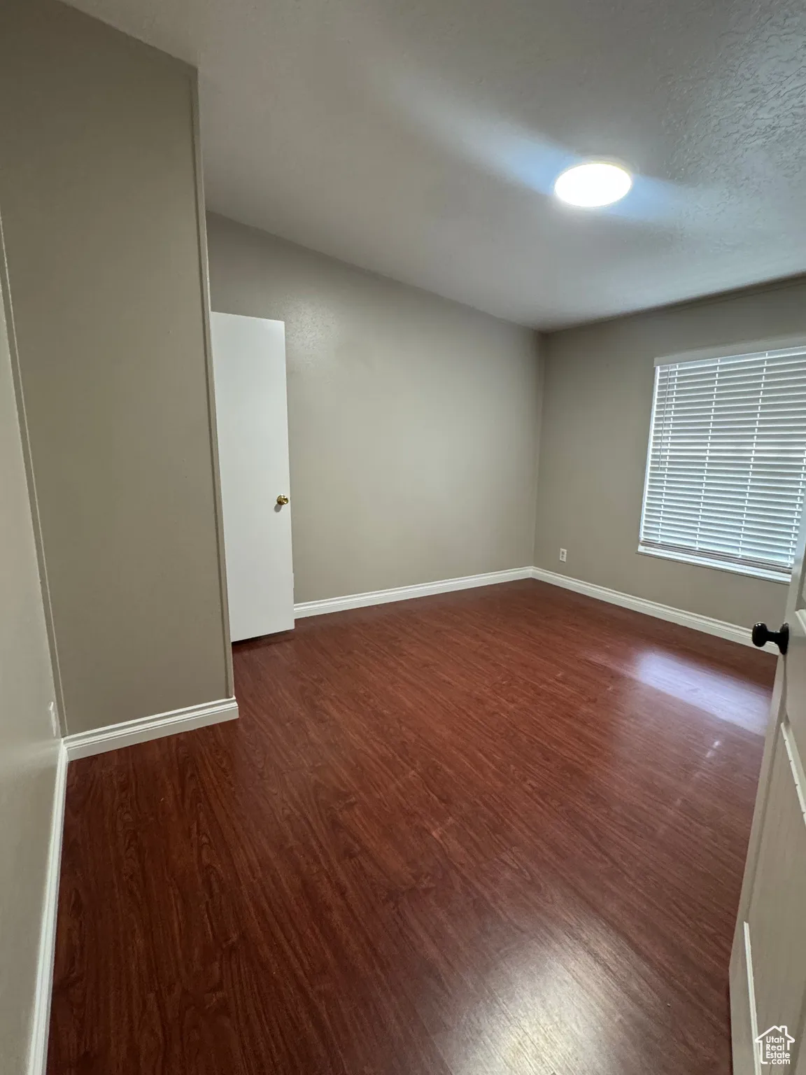 Spare room with dark wood finished floors and a textured ceiling