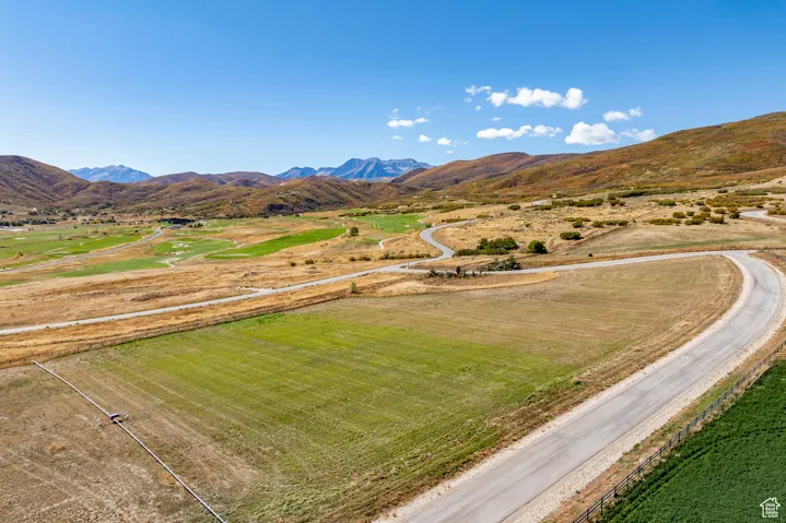 Aerial view of sparsely populated area with mountains