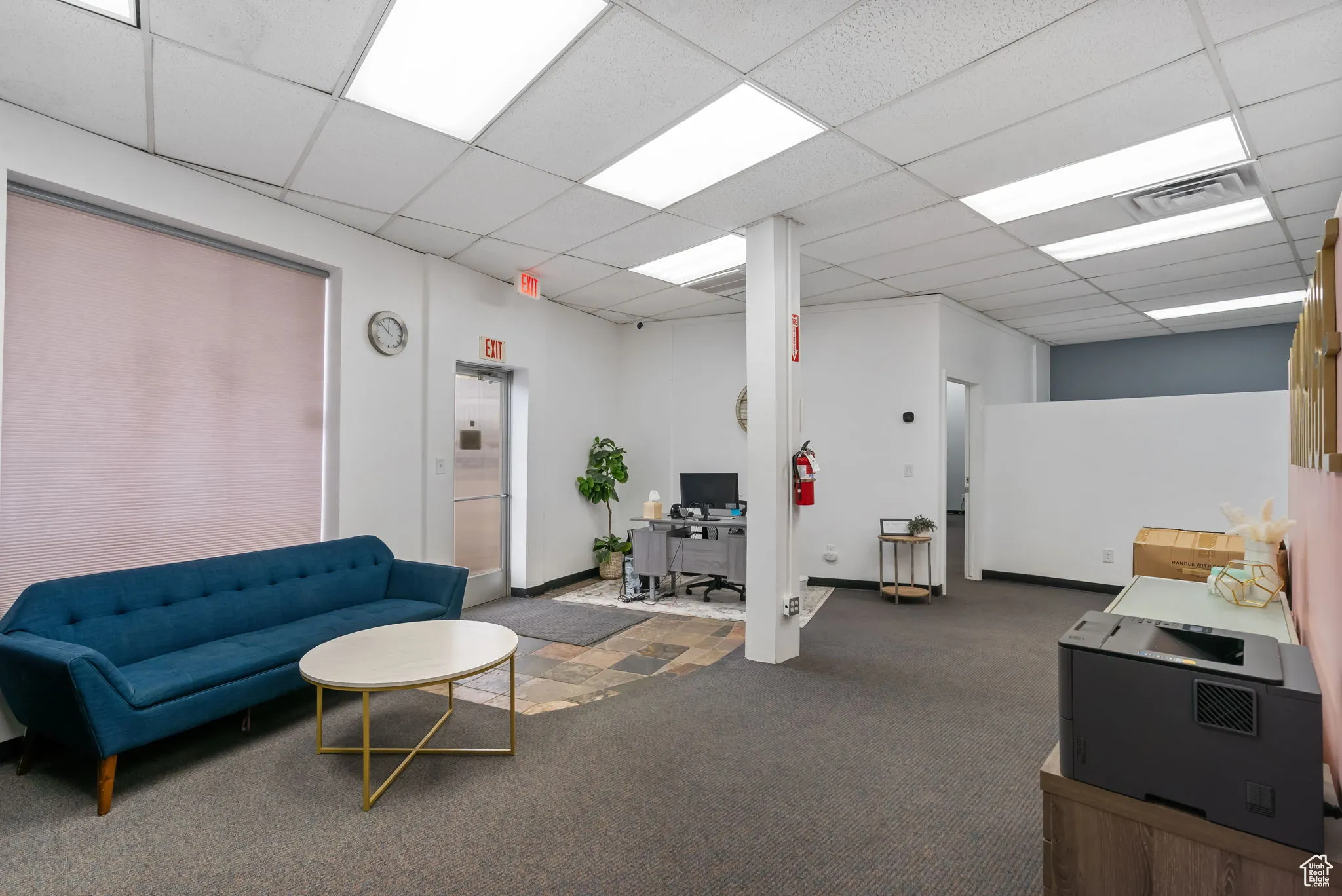 Community lobby with a drop ceiling