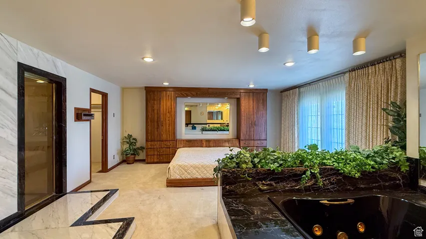 Building lobby with recessed lighting