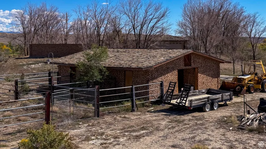 View of horse barn