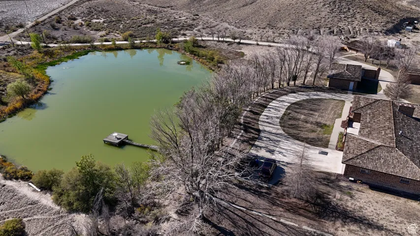 Bird's eye view of a nearby body of water