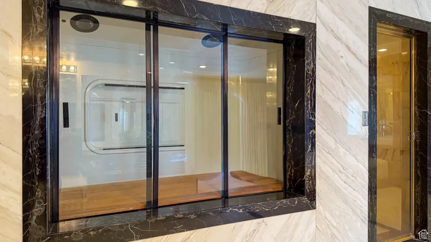Bathroom featuring elevator