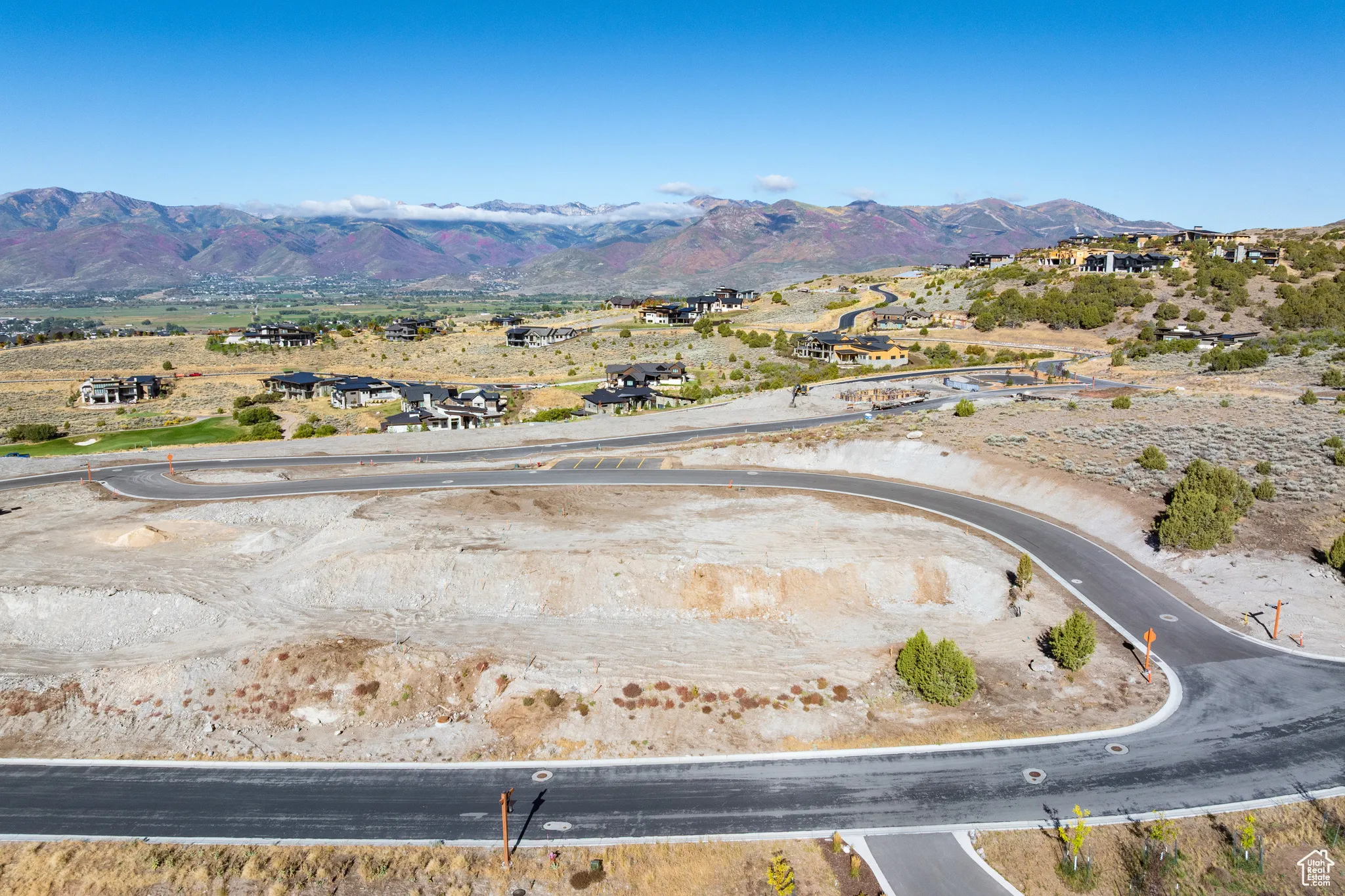 Drone / aerial view of a mountain backdrop