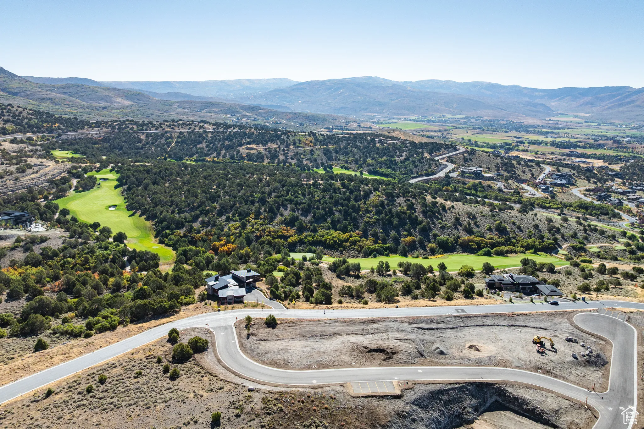Aerial view of a mountain backdrop
