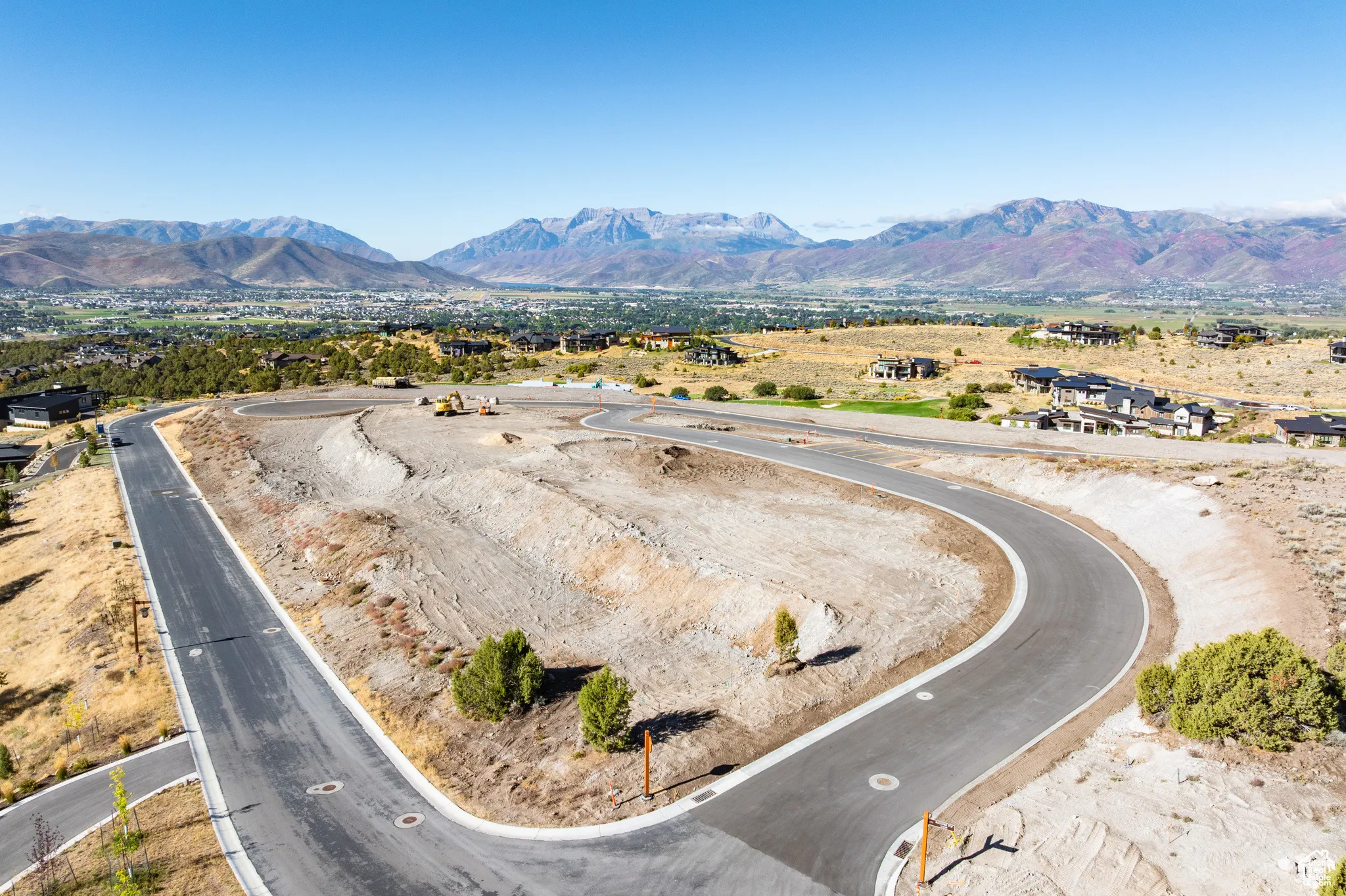 Drone / aerial view of a mountain backdrop