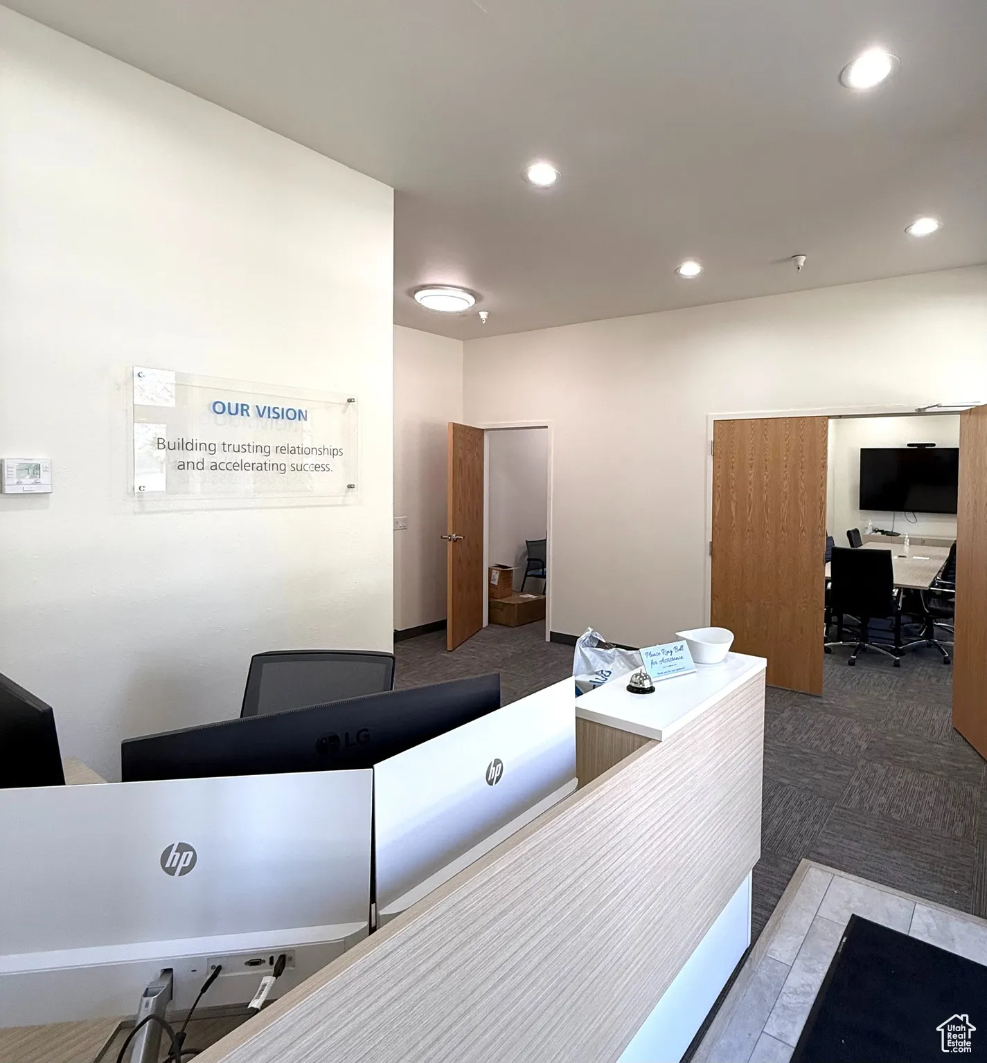 Reception area featuring recessed lighting