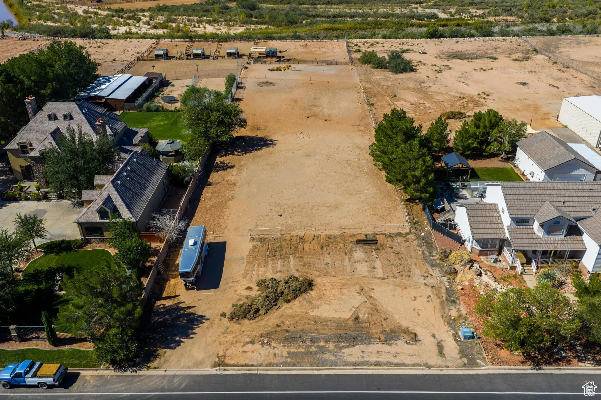 Aerial view of sparsely populated area