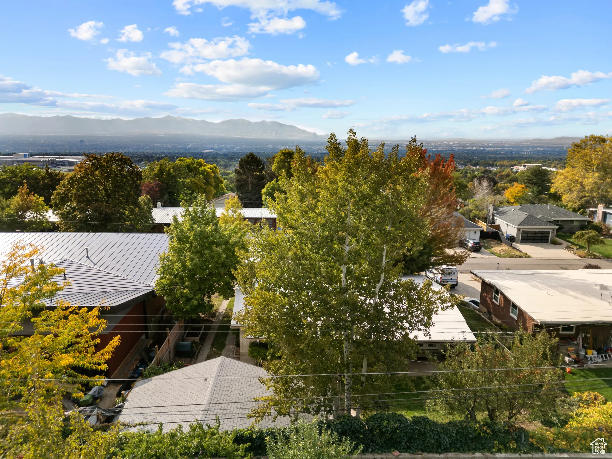 Drone / aerial view of a mountain backdrop