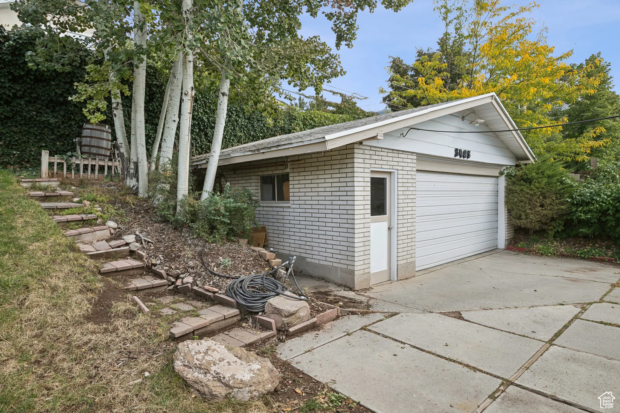 View of detached garage