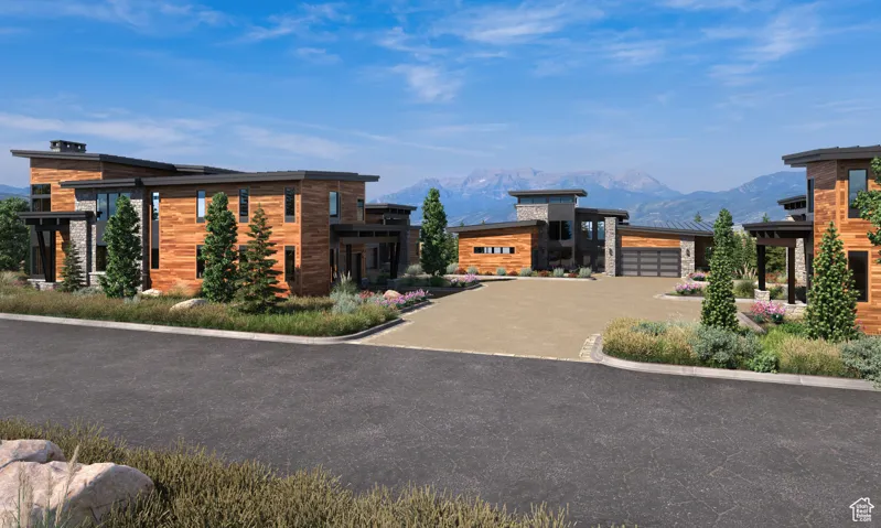 Exterior space with a mountain view - rendering
