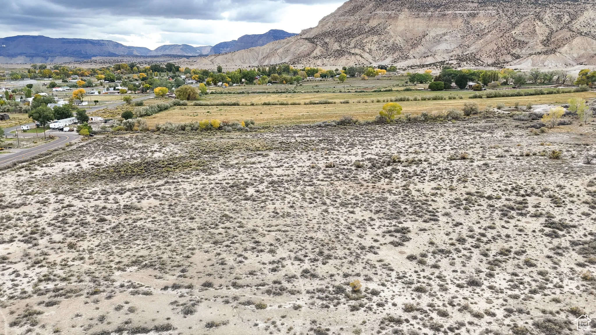 View of mountain background with rural landscape