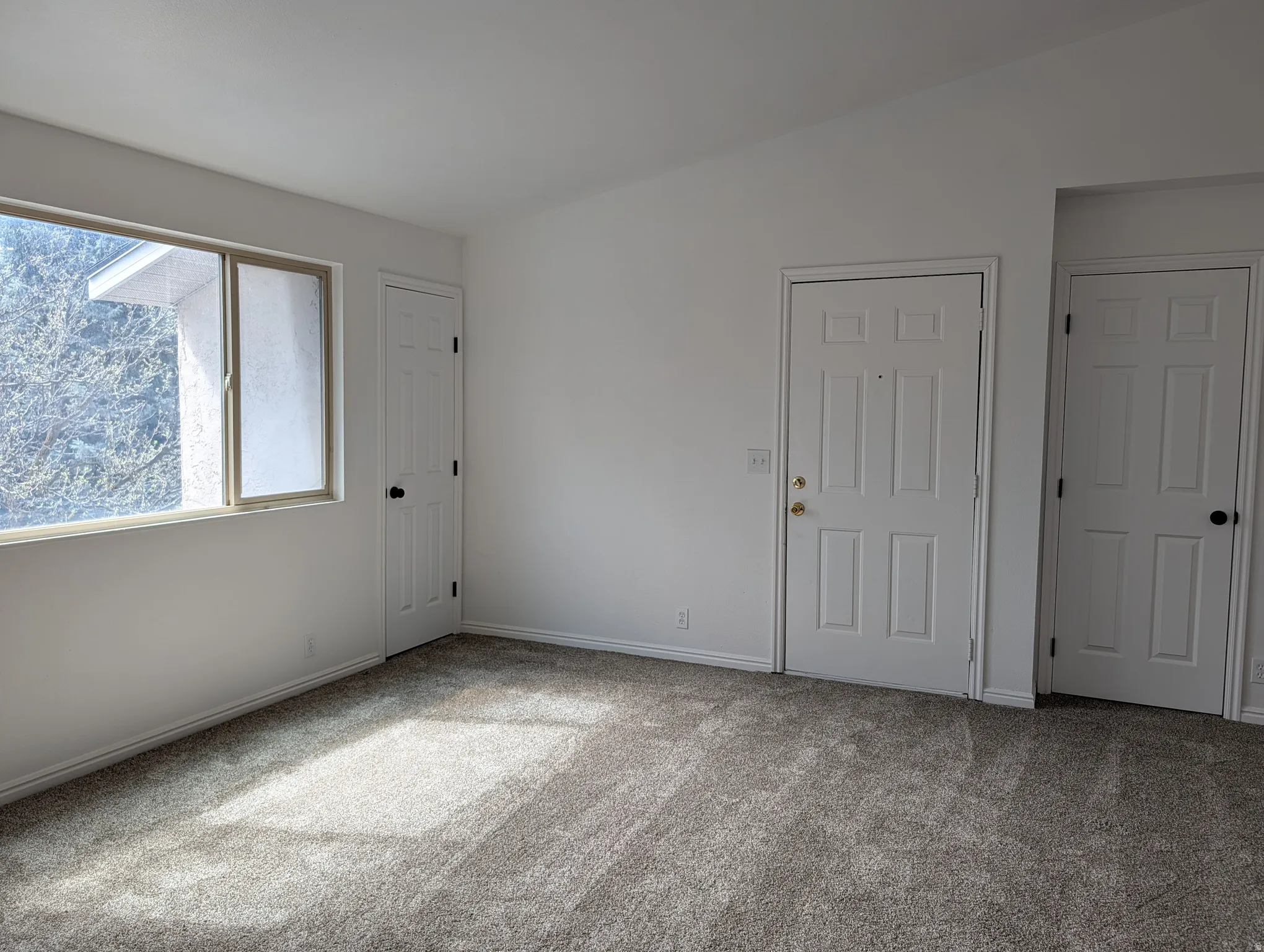 Carpeted empty room with baseboards