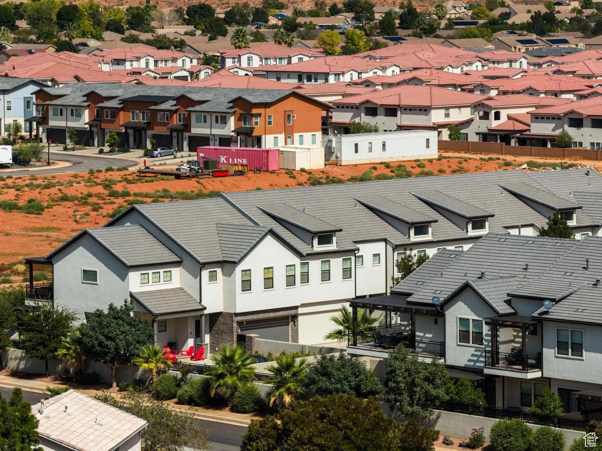 Aerial view of residential area