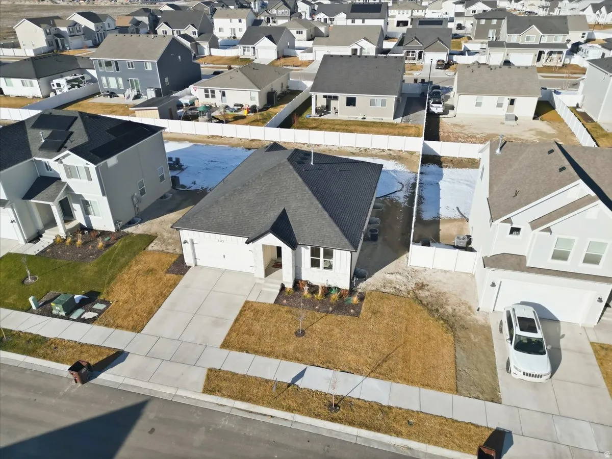 Aerial perspective of suburban area