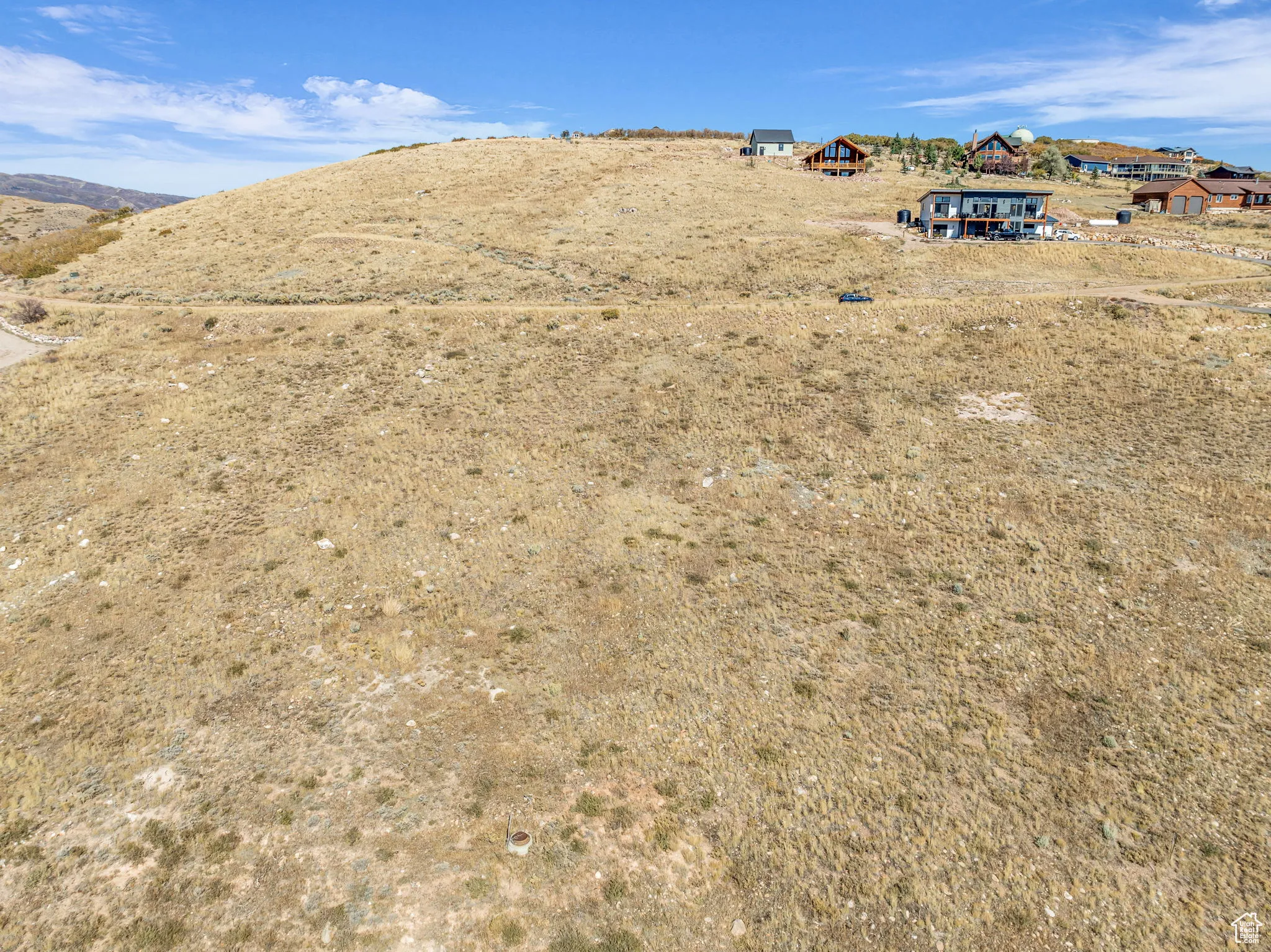 Aerial view of a mountain backdrop