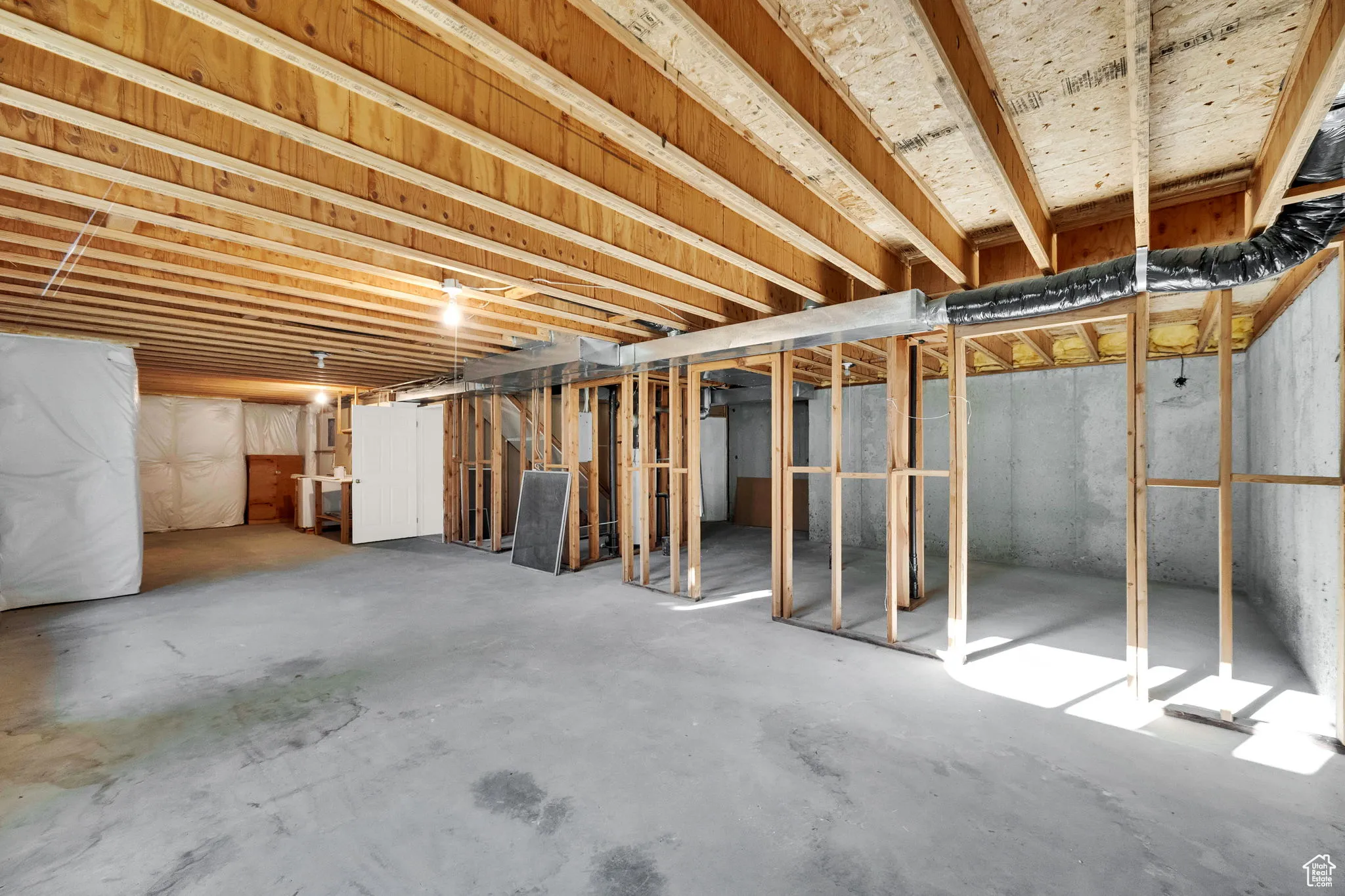 View of unfinished basement.