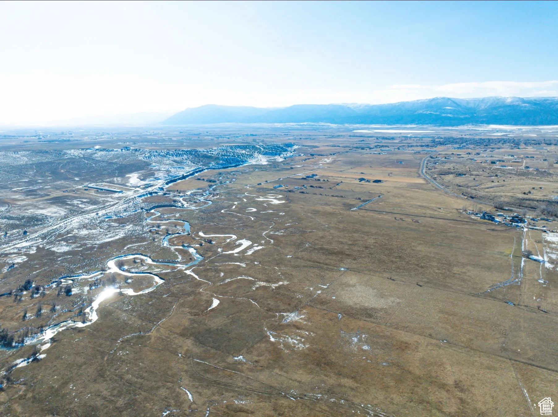 Bird's eye view of a mountain backdrop