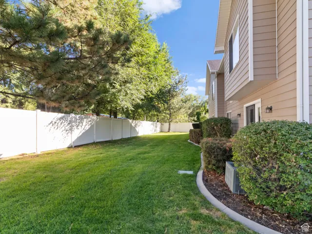 View of fenced backyard
