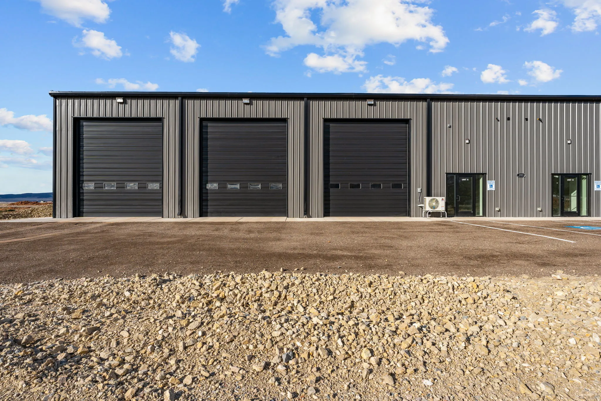 View of detached garage