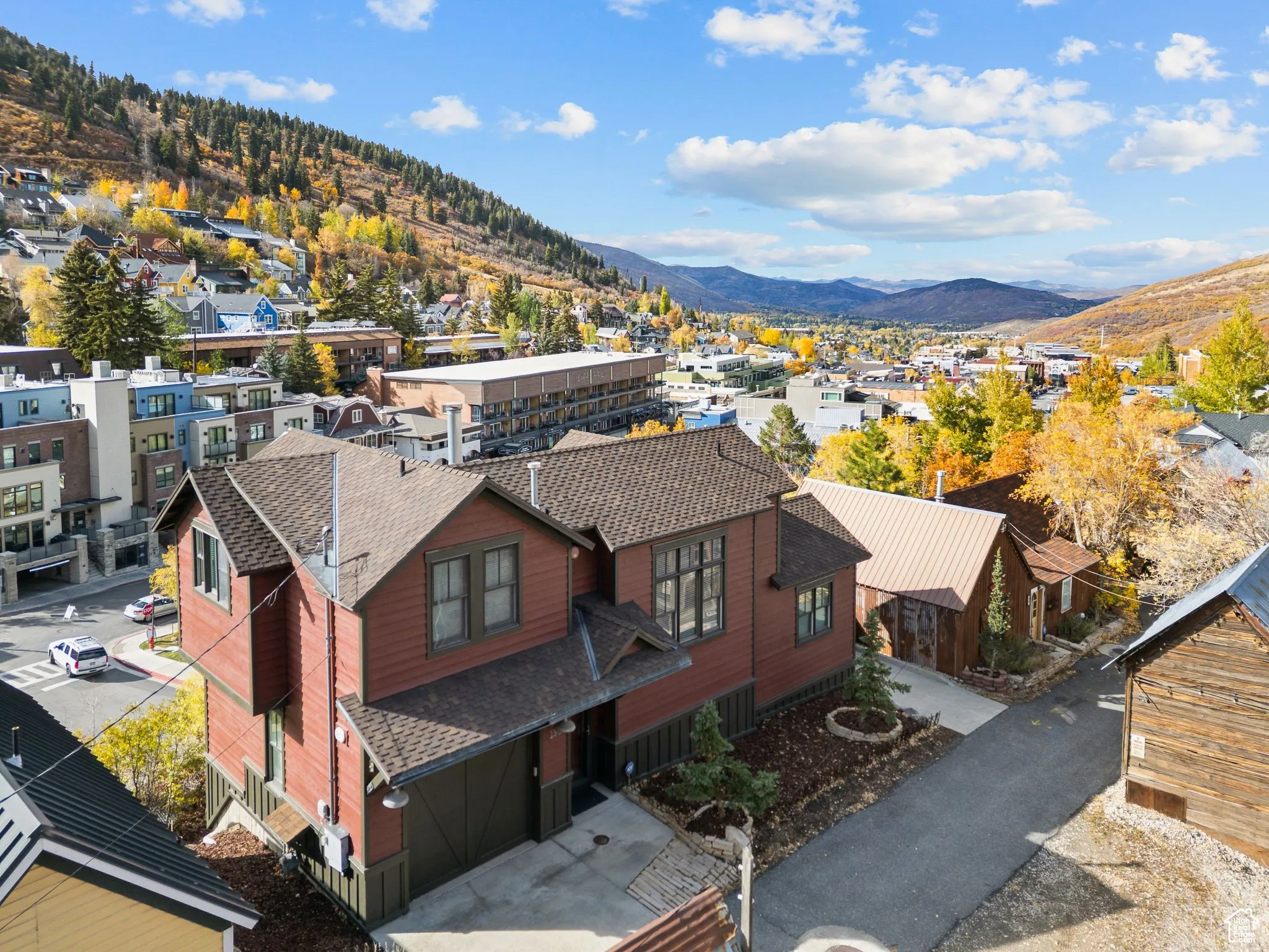 View from above of both homes that are being sold together