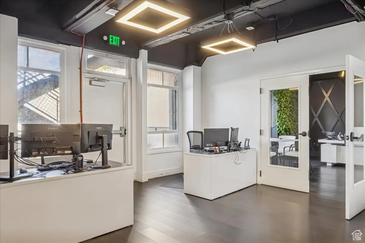 Executive reception with French doors to executive suite