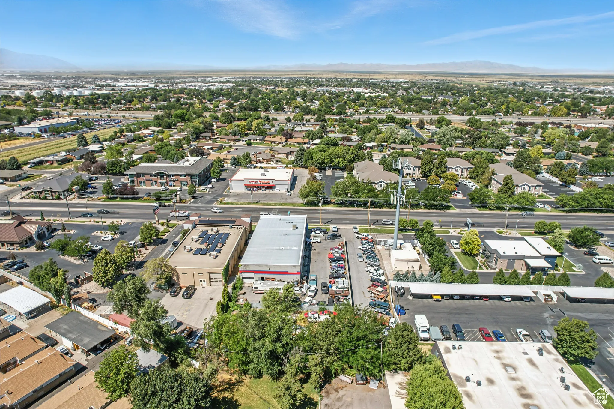 Aerial view of a mountainous background