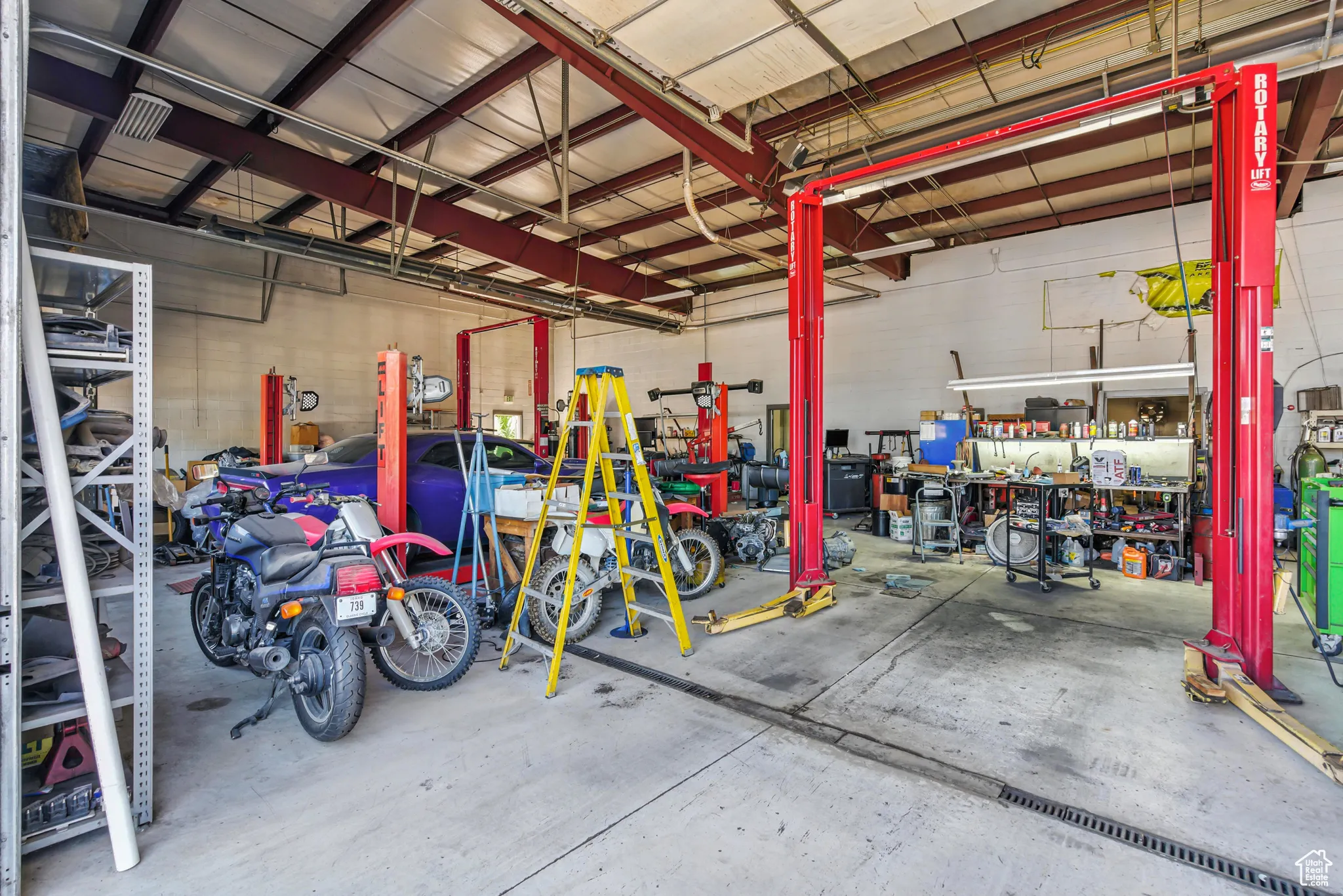 Garage featuring a workshop area