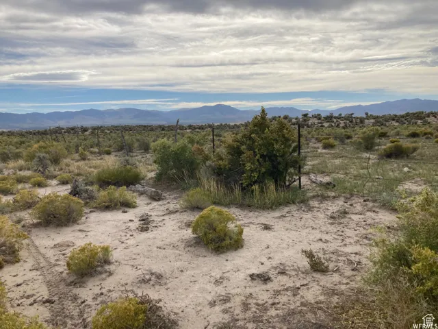 View of mountain backdrop featuring a desert landscape