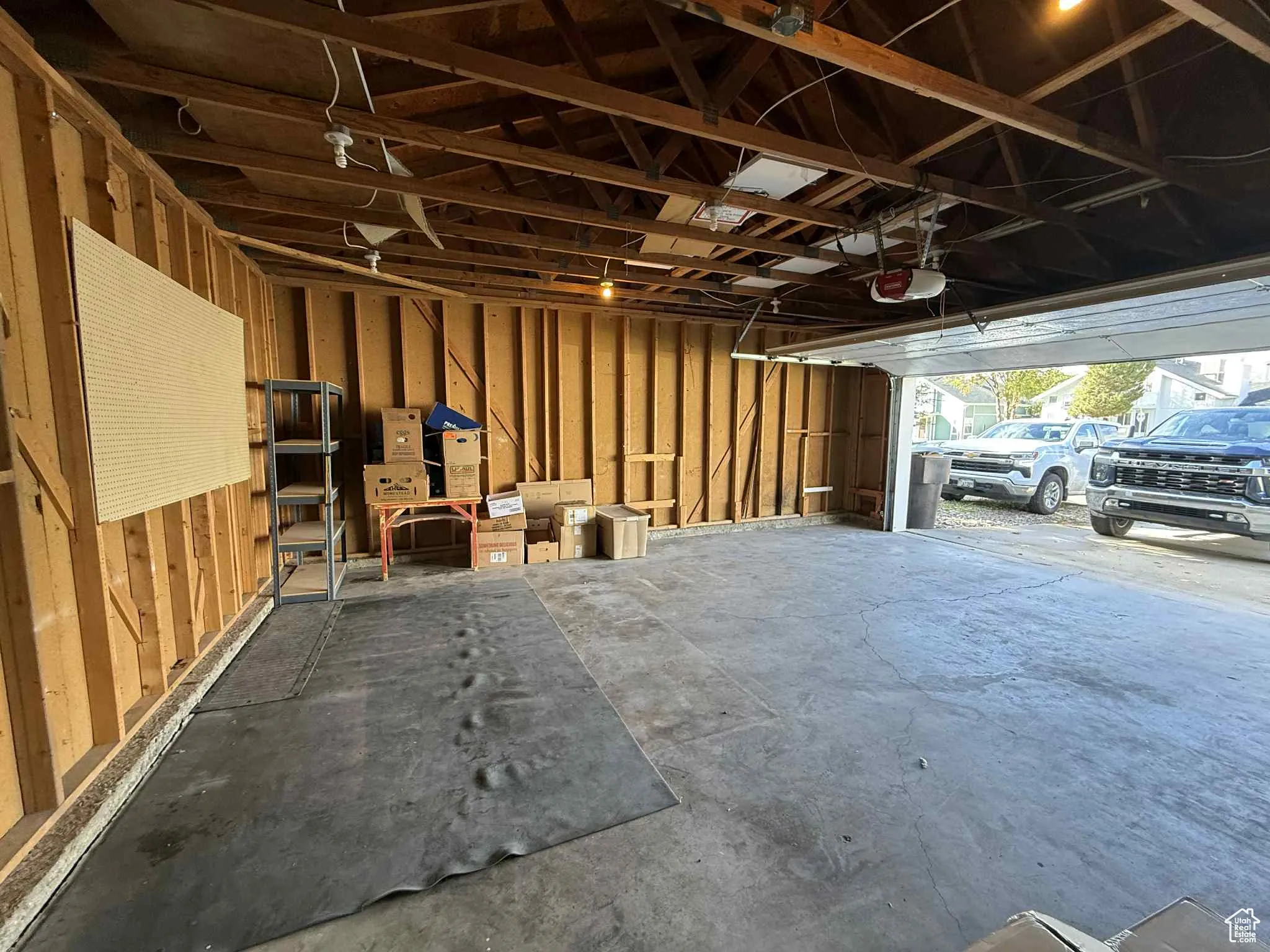2 car garage with room for shelves / storage