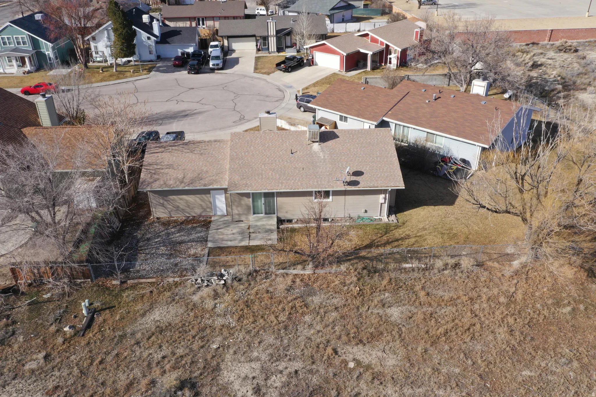 Aerial perspective of suburban area