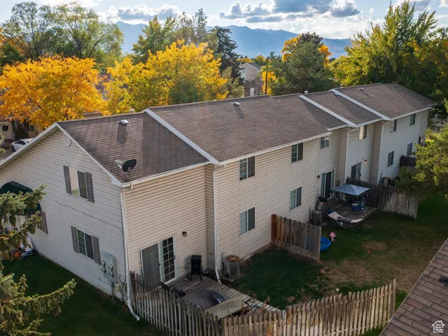 View from above of property featuring a mountain backdrop