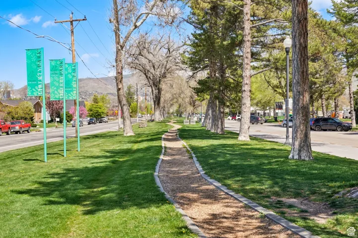 View of property's community featuring a yard and a mountain view