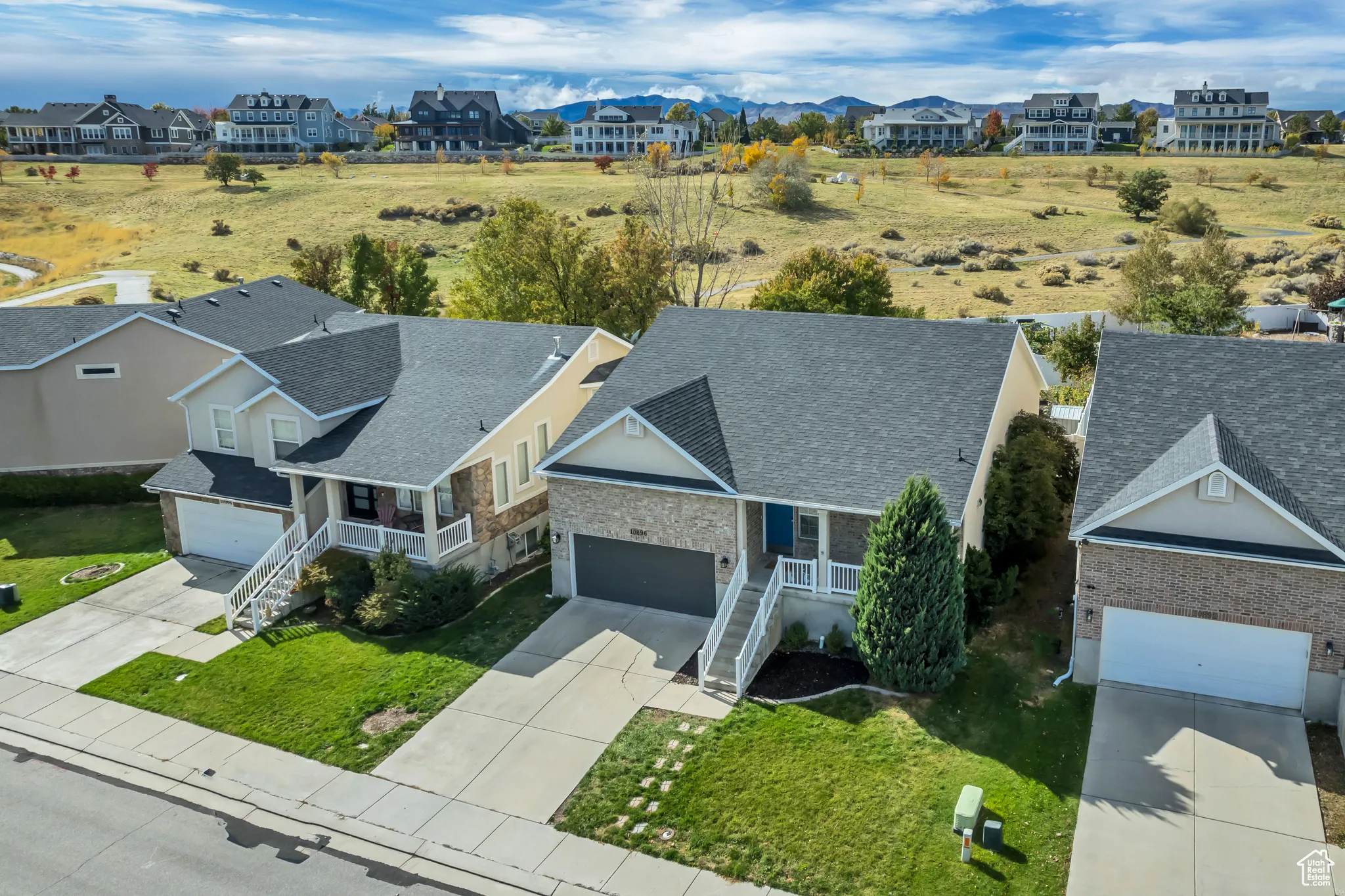 Aerial perspective of suburban area