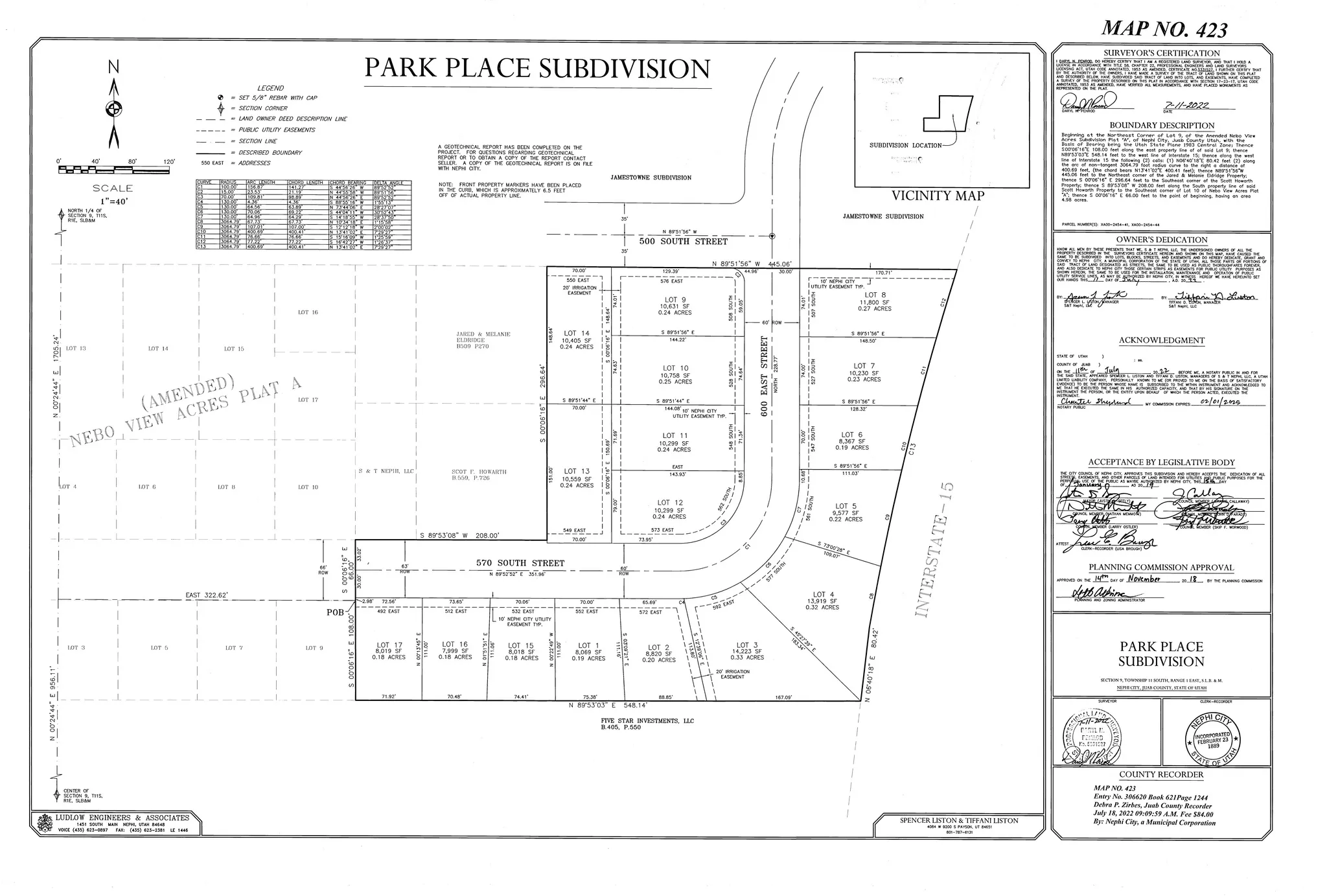 Map showing property parcels