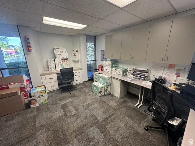 Office with a drop ceiling