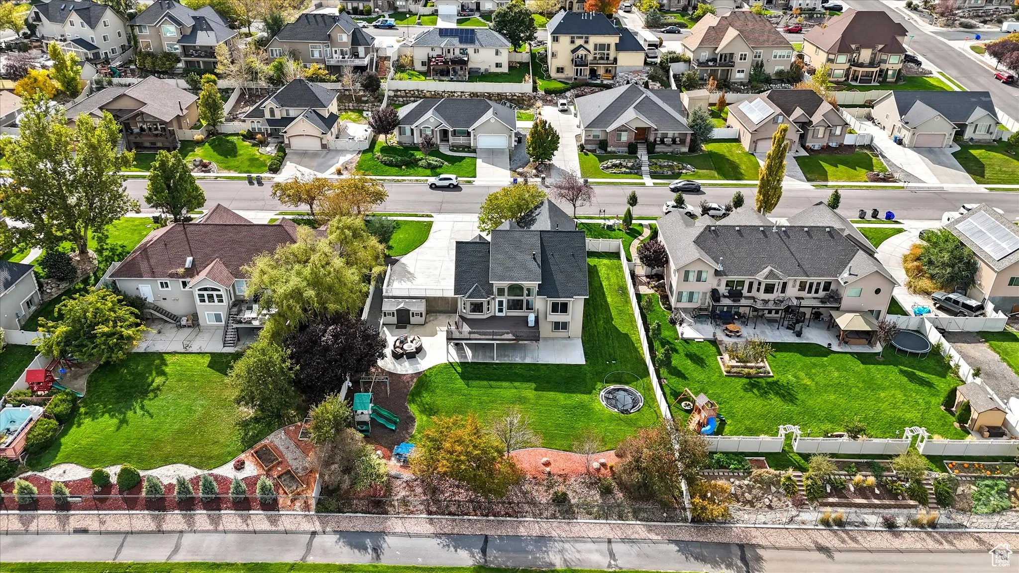 Aerial perspective of suburban area