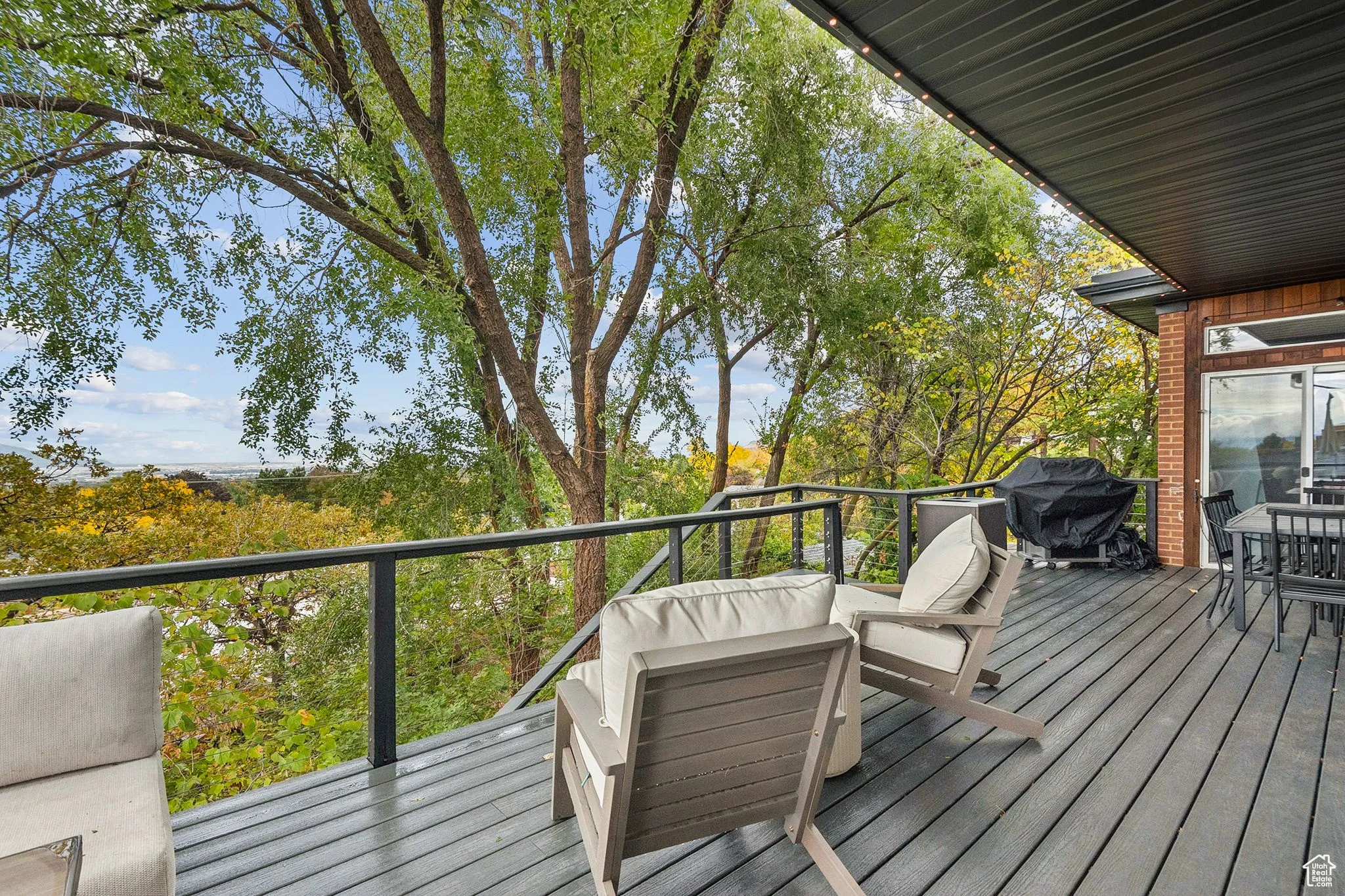 Wooden terrace with grilling area
