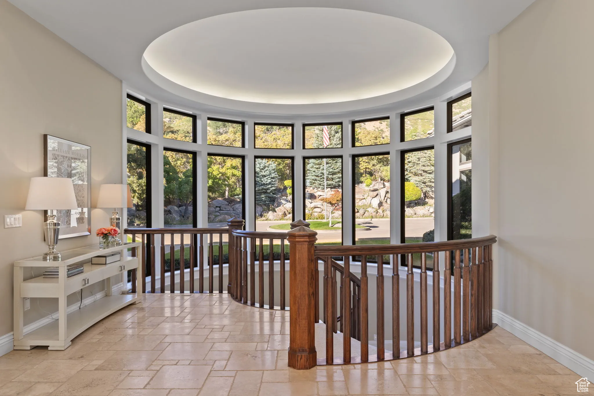 Spiral staircase surrounded by windows